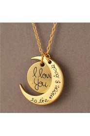 Alloy Moon and Heart I Love You to the Moon and Back Necklace(More Colors)