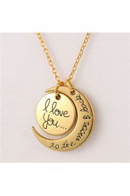 Alloy Moon and Heart I Love You to the Moon and Back Necklace(More Colors)