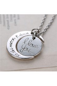 Alloy Moon and Heart I Love You to the Moon and Back Necklace(More Colors)