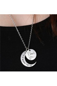 Alloy Moon and Heart I Love You to the Moon and Back Necklace(More Colors)