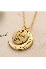 Alloy Moon and Heart I Love You to the Moon and Back Necklace(More Colors)