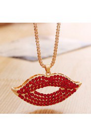 Lucky Star Women's Fashion Red Lips Chain Necklace