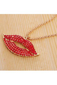 Lucky Star Women's Fashion Red Lips Chain Necklace