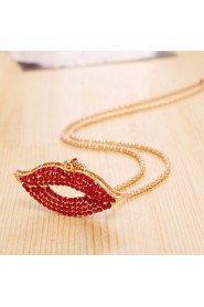 Lucky Star Women's Fashion Red Lips Chain Necklace