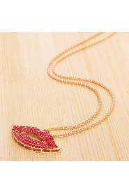 Lucky Star Women's Fashion Red Lips Chain Necklace