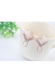 Super Shinning Zircon Jewelry Rhinestone Square Pink Beige Stud Earrings Women's Resin / Alloy Earrings