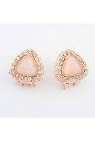 Vintage Jewelry Full White Rhinestone Stud Earrings Women's / Couples' / Unisex Alloy Pink Opal Triangle Earrings