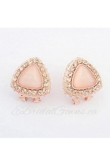 Vintage Jewelry Full White Rhinestone Stud Earrings Women's / Couples' / Unisex Alloy Pink Opal Triangle Earrings