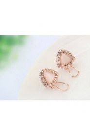 Vintage Jewelry Full White Rhinestone Stud Earrings Women's / Couples' / Unisex Alloy Pink Opal Triangle Earrings