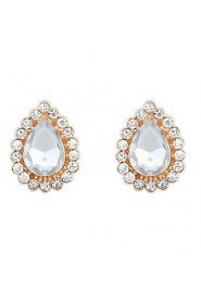 New Arrival Women Jewelry Mix Colors Fashion Water Drops Bright Rhinestone Gold Alloy Stud Earrings