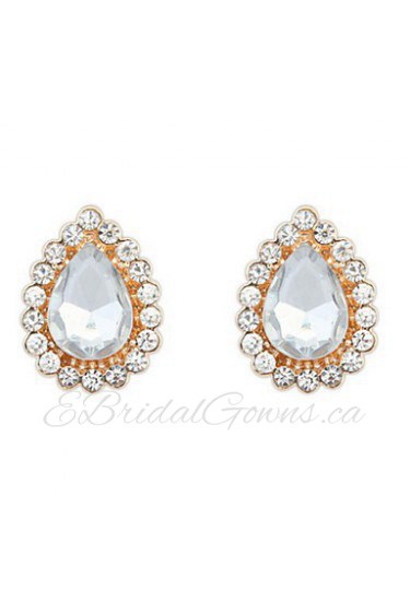 New Arrival Women Jewelry Mix Colors Fashion Water Drops Bright Rhinestone Gold Alloy Stud Earrings