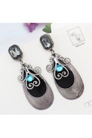 Fashion Water Shaped Dangle Drop Earrings Simulated Gemstone Green and Black Earrings for Vintage Women