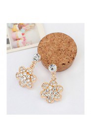 Shinning Simple Flower and White Rhinestone Pierced Drop Earrings Women Nice Jewelry