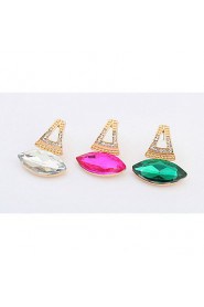 Super Retro Statement Mix Colors Simulated Gem Pierced Stud Earrings Women Jewelry