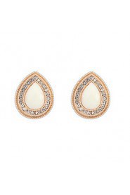 Creative Jewelry Earrings for Women White Round Rhinestone Drops Stud Earrings Wedding Gifts