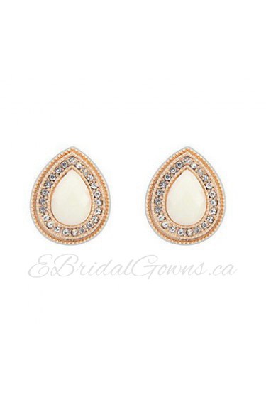 Creative Jewelry Earrings for Women White Round Rhinestone Drops Stud Earrings Wedding Gifts