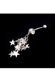 Charming Stainless Steel Crystal Belly Ring With Stars