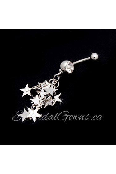 Charming Stainless Steel Crystal Belly Ring With Stars