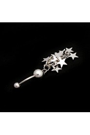 Charming Stainless Steel Crystal Belly Ring With Stars