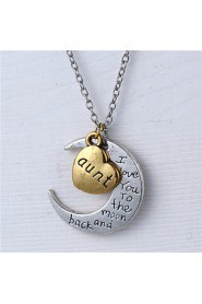 Zinc Alloy Heart and Moon Anut I Love You to the Moon and Back Necklace