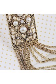 Luxury Design Multilayer Alloy Chain With Imitation Pearl Rhinestone Necklace