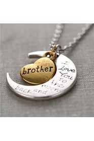 New Arrival Alloy Heart and Moon Brother I Love You to the Moon and Back Necklace