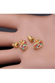 InStyle 18K Chunky Gold Plated Apple Stud Rhinestone Earrings High Quality