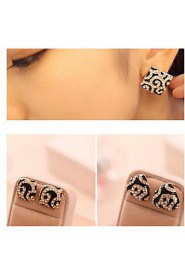 Leopard Cristal Triangle and square Stud Earrings With Rhinestone