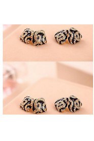 Leopard Cristal Triangle and square Stud Earrings With Rhinestone