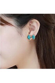 Sweet Bowknot Golden Alloy Stud Earrings(Green,Blue) (1 Pair)