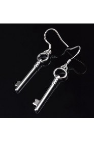 Titanium and Silver Key Shaped Pierced Women's Earrings