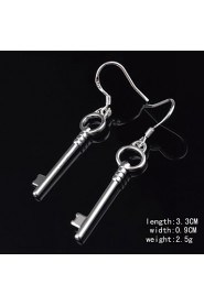 Titanium and Silver Key Shaped Pierced Women's Earrings