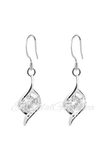 Lovely Platinum Plated Irregular Cubic Zirconia Earrings