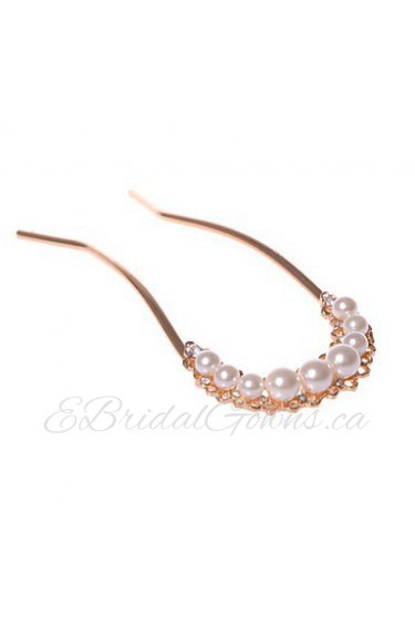 U-shaped Alloy Hairpins With Imitation Pearl/Rhinestone Wedding/Party Headpiece