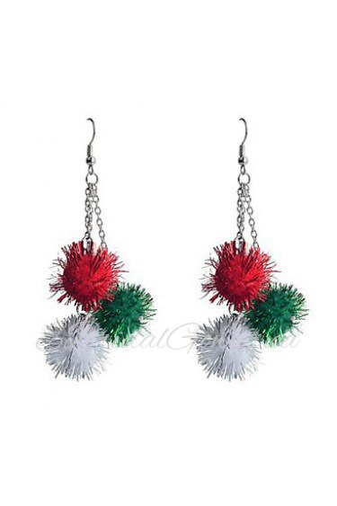 Lureme Fashion Three Christmas Multicolour Ball Alloy Drop Earrings