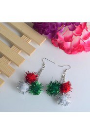 Lureme Fashion Three Christmas Multicolour Ball Alloy Drop Earrings