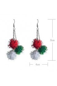 Lureme Fashion Three Christmas Multicolour Ball Alloy Drop Earrings