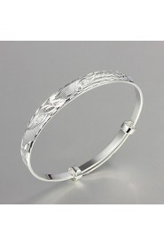 High Quality Lovely Silver Silver-Plated Fhenix Carved Bangle Bracelets