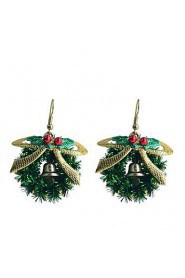 Lureme Fashion Baking Varnish Bowknot Christmas Ring Alloy Drop Earrings