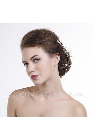 Women Stainless Steel Hair Pin With Rhinestone Wedding/Party Headpiece(6Pls)