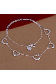 Fashion Five Hearts Shape Silver Plated Silver Pendant Necklace(White)(1Pc)