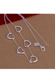 Fashion Five Hearts Shape Silver Plated Silver Pendant Necklace(White)(1Pc)