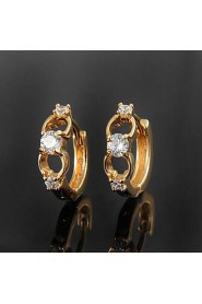 Girl Friend Gift Brass Yellow Gold Plated with Cubic Zirconia Girls' Earrings(More Colors)