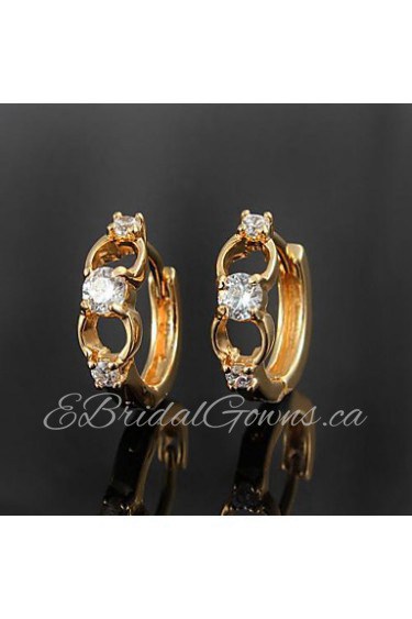 Girl Friend Gift Brass Yellow Gold Plated with Cubic Zirconia Girls' Earrings(More Colors)