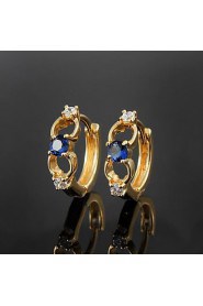 Girl Friend Gift Brass Yellow Gold Plated with Cubic Zirconia Girls' Earrings(More Colors)