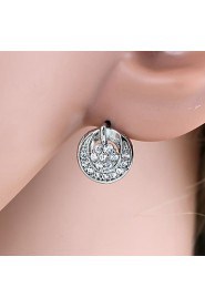 Flower-Shaped Alloy Inlay Zircon Earrings White K (1Pair)