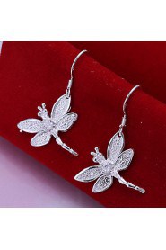 Sweet Droganfly Shape Silver Plated Earring (Silver)(1Pair)