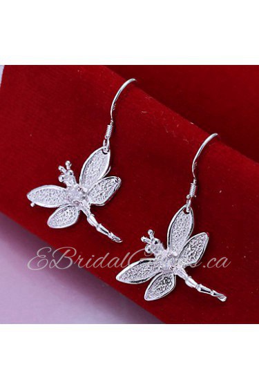 Sweet Droganfly Shape Silver Plated Earring (Silver)(1Pair)