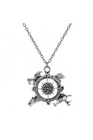 Fashion Style Antique Silver Alloy Compass Pendant Necklace