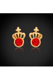 InStyle 18K Chunky Gold Plated Heats Stud Rhinestone Earrings High Quality